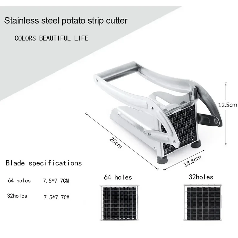 Stainless Steel Home French Fries Potato Chips Strip Slicer Cutter Chopper Chips Machine Making Tool Potato Cut Fries
