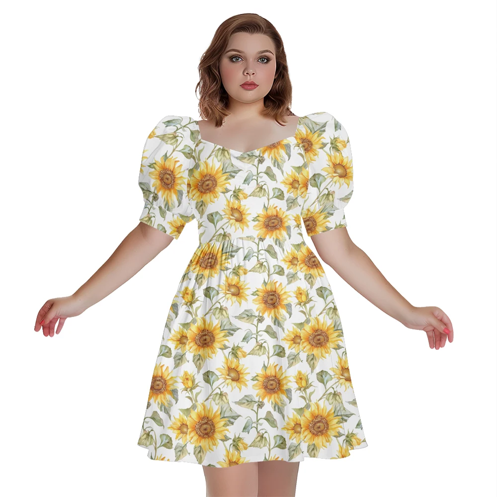 

Summer Dress Sunflower Maxi Dress Street Stylish Party Evening Dresses Beauty Dresses Fashion Women Elegant Robe Girl Vestido