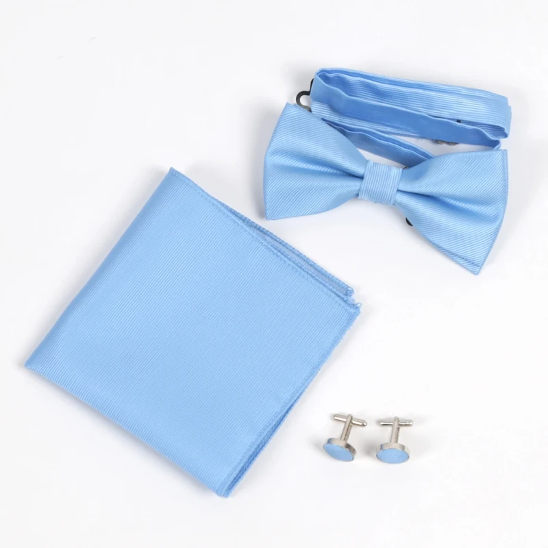 Herren-Schleifenknoten-Sets in Unifarben mit Exquisiten Manschettenknöpfen und Weichen Taschentüchern für Hochzeiten, Hemden und Herren-Accessoires – Detail 11