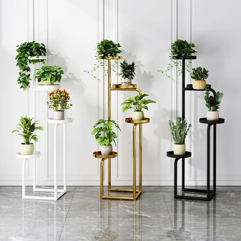 Living Room Floor Plant Stand Multi-layer Iron Storage Shelf Paint Process Rack for Plants Stable Bearing Indoor Gardening