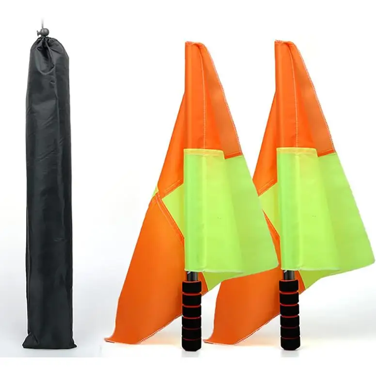

20pc Referee Flag Waterproof Sports Linesman Flags Storage Bag Soccer Football Hockey Training Match Stainless Steel Rod