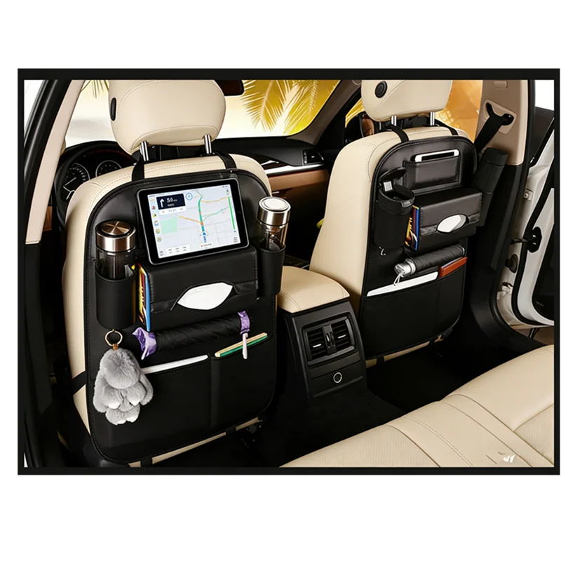 Car Seat Back Storage Organizer Bag Universal PU Leather Multifunction Storage Box Auto Styling