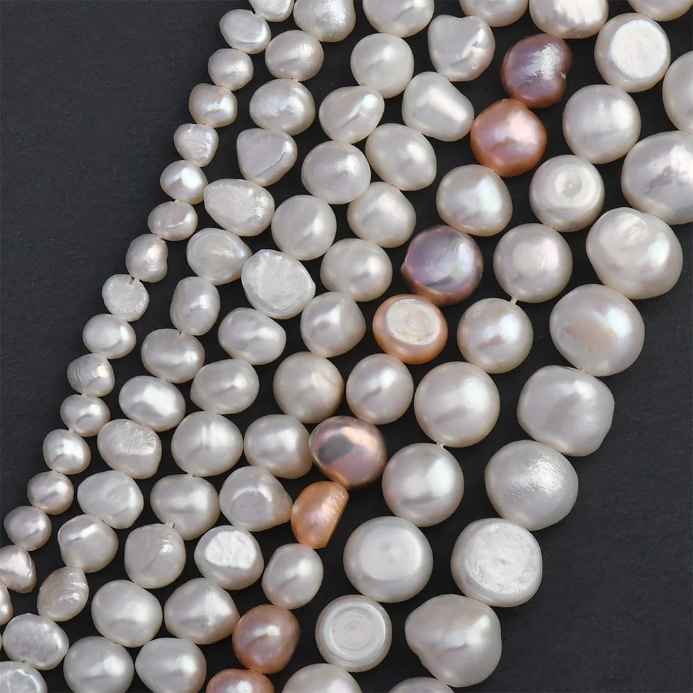 Perle D'Acqua Dolce Naturali Barocche: 8-9mm, Irregolari, Filo Da 36,1 Cm Per Creazione Gioielli Fai Da Te