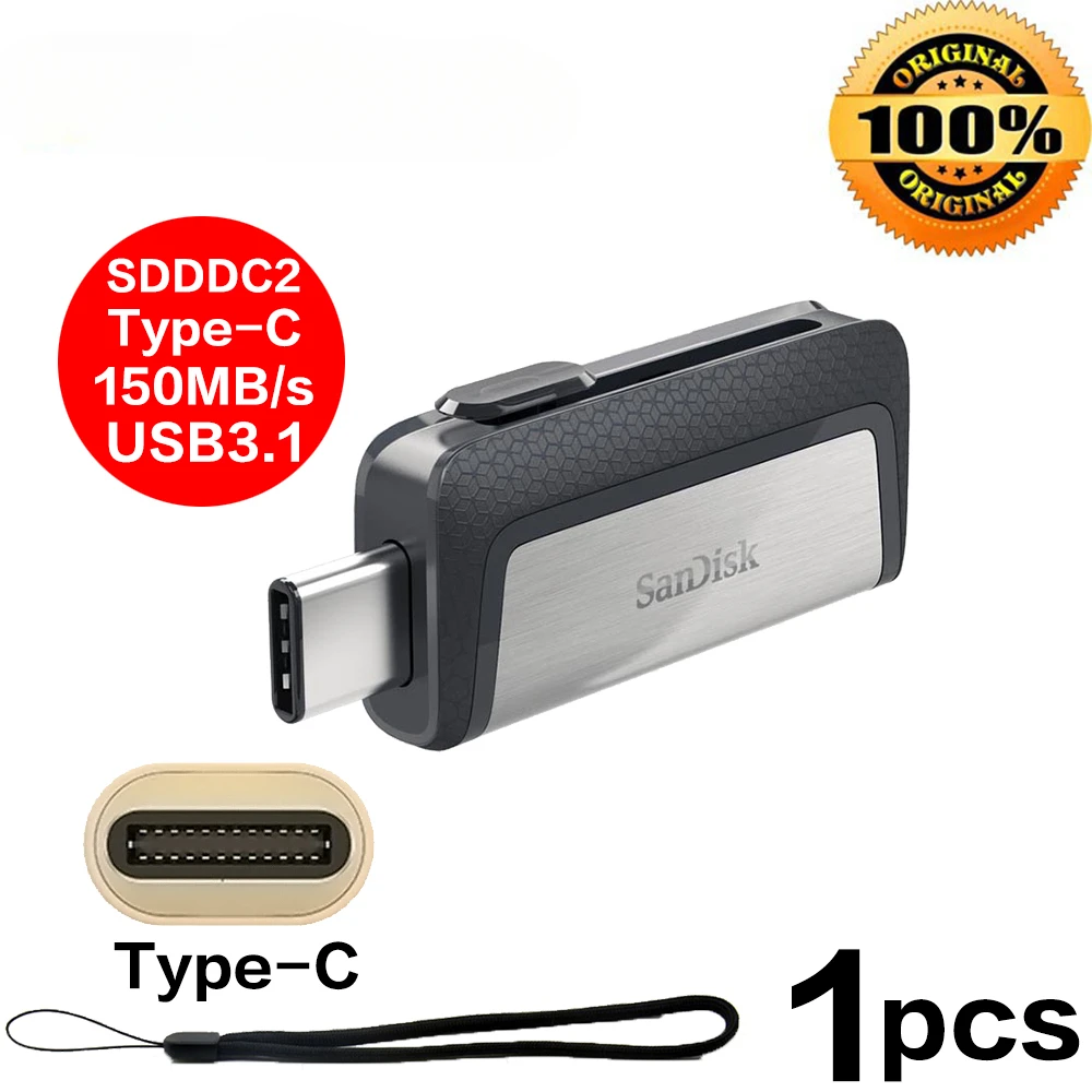 SanDisk 1TB SDDDC4 USB 3.1 Flash Drive Type-C 128GB 256GB 32GB