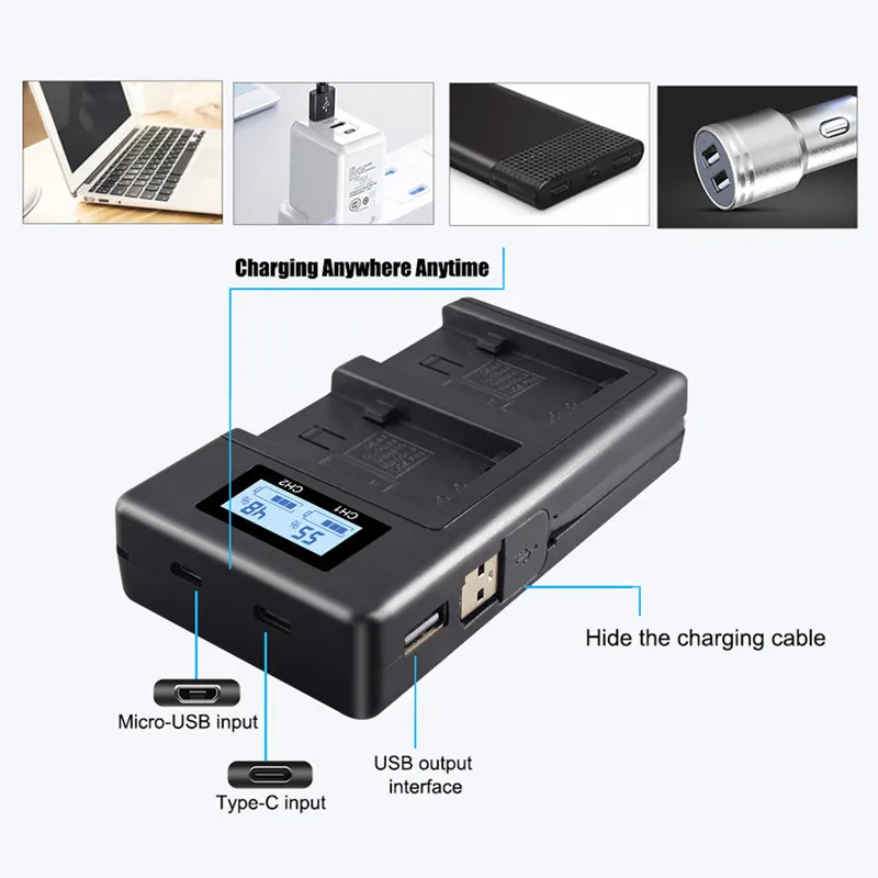 Battery Charger Adapter NP-FV100 Camera For Sony NP-FH50 etc.