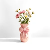3D Printed Bow Shaped Multifunctional Decor Bottle Dual Use Flower Vase Stand And Desktop Stationery Pen Holder Decor 2