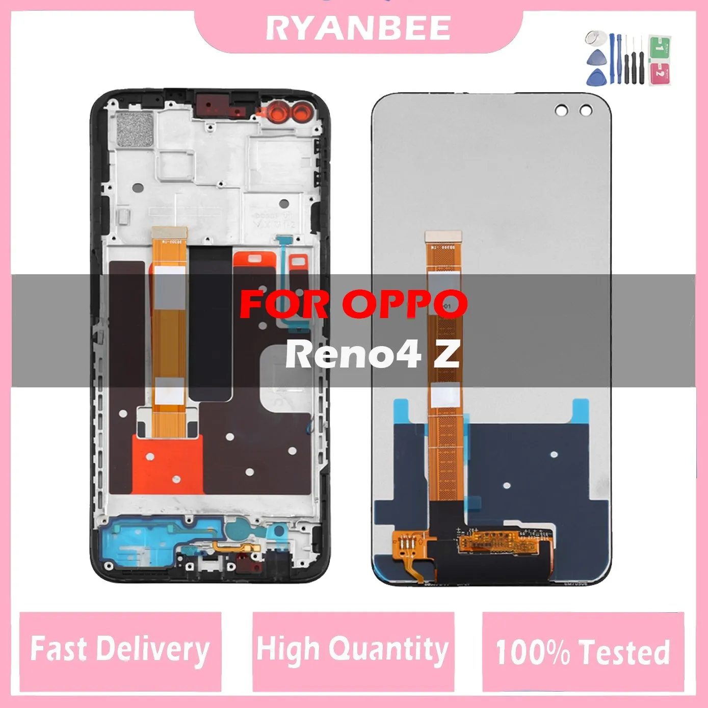 Lcd Originale 6.57 "Per Oppo Reno4 Z 5G Reno 4 Z Cph2065 Cornice Dello Schermo Lcd + Digitalizzatore Touch Panel Per Oppo Reno4Z 5G Reno 4Z