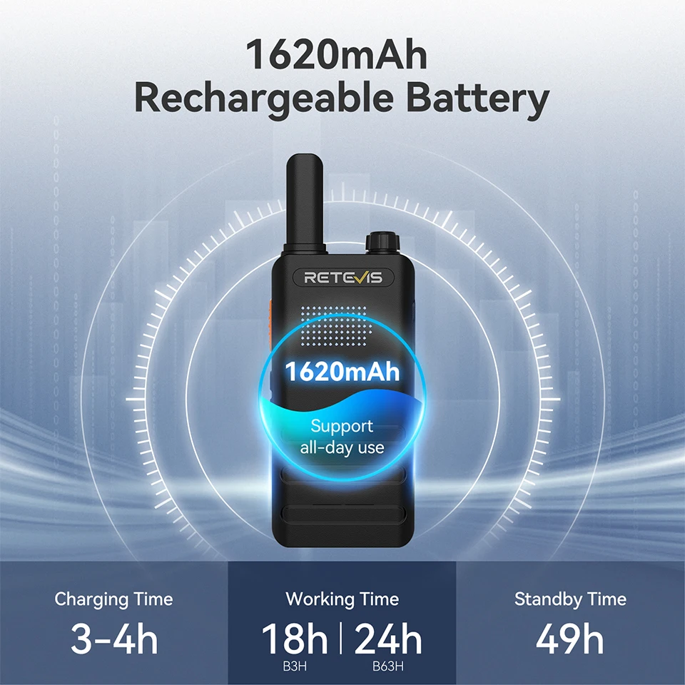 Mini Walkie Talkie With Screen Retevis B63H Walkie-talkie Portable PMR446 Profesional Two-way Radio Rechargeable 4