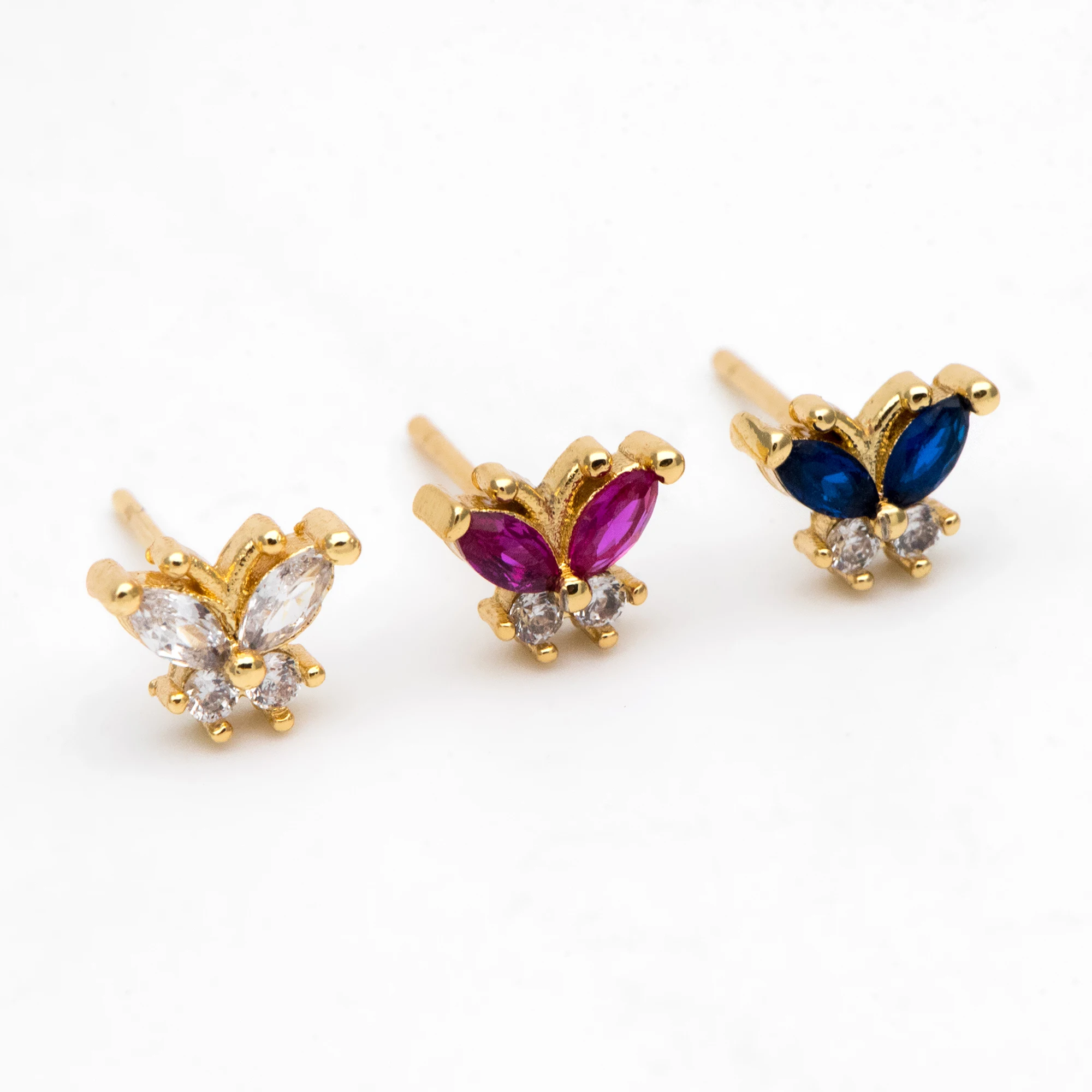 

4pcs CZ Paved Gold Butterfly Ear Post, Dianty Butterfly Ear Studs, Jewelry Supplies (GB-3259)