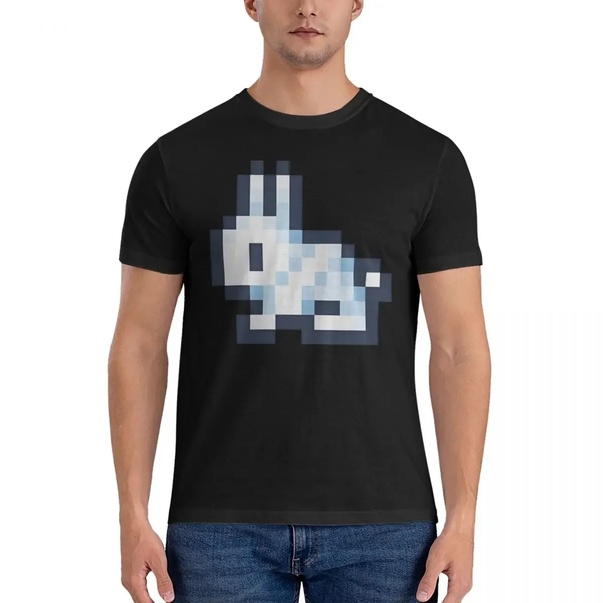 

Мужская Винтажная футболка с коротким рукавом, круглым вырезом и принтом кролика, 100% хлопок