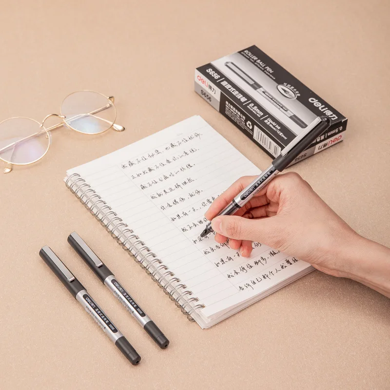 S656 Straight Liquid Walking Bead Bullet, Full Needle Tube, Neutral Pen, Office Signature Pen, Carbon Pen, 0.5 Black 3