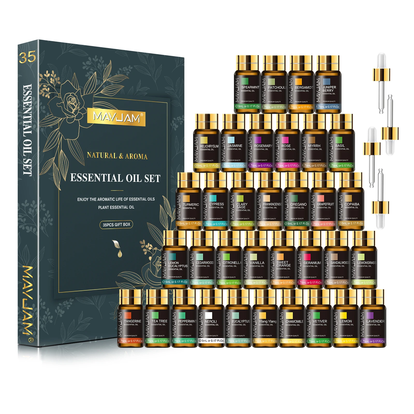 MAYJAM 35pcs/set Essential Oils For Diffuser DIY Making Scent Candle Massage Burner Air freshener Aroma Oil Gift Box 1