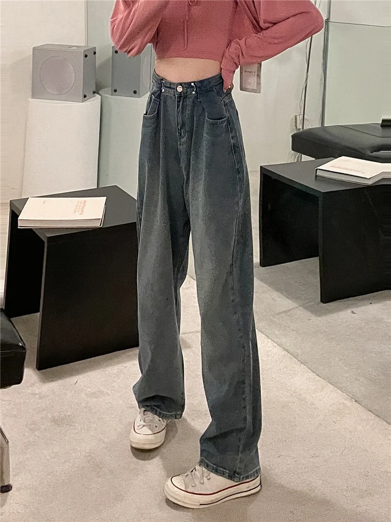 

Jeans For Women 2022 High Waisted Straight Zippers Baggy Jeans Casual Vintage Korean Fashion Streetwear Jeans