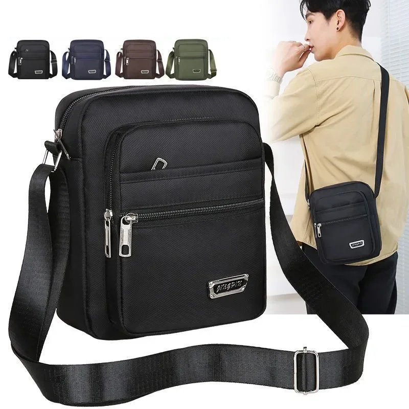 Men Nylon Shoulder Bag Messenger Bag Casual Waterproof Nylon Zipper