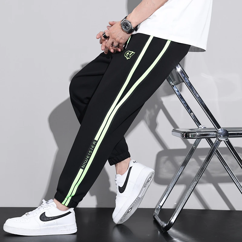 

Men's Plus Size Casual Pants for Spring, Comfortable Knitted Joggers with Tapered Ankles, Versatile Sporty/Leisure Trousers