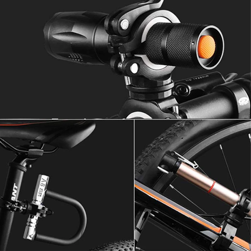 Support De Lampe De Poche Pour Vélo - 2 Pièces, Rotation 360°, Clip Ajustable - Pour Guidon Ou Tube