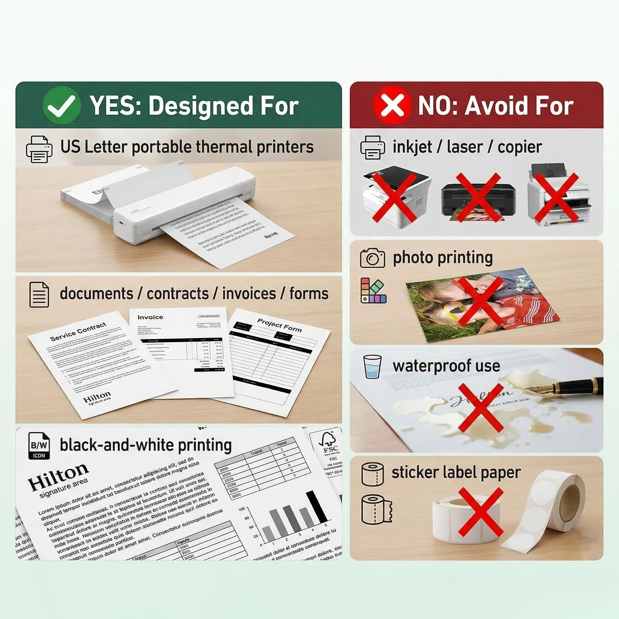 20/100/200 시트 A4 감열지 210mm 접이식 용지 A4 휴대용 감열 프린터용 사진 PDF용 다목적 인쇄 용지