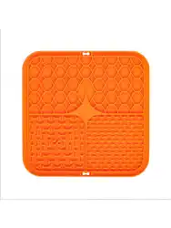 Silicone Pet Licking & Slow Feeding Pad with Suction Cup - Anti - Choking Tableware (Orange)