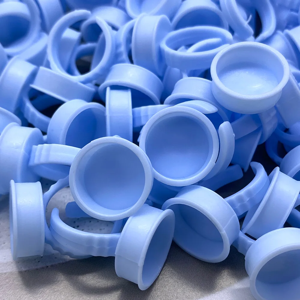 100Pcs Disposable Eyelash Glue Fan Cup Rings L Tattoo Pigment Holder Container Eyelash Extension Supplies Makeup Tools Wholesale