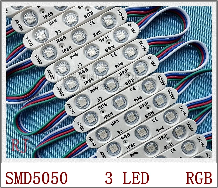 RGB LED Light Module SMD 5050 Waterproof LED back light module for Sign Letter RGB DC12V 1W 3 led IP65 75mm X 13mm aluminum PCB