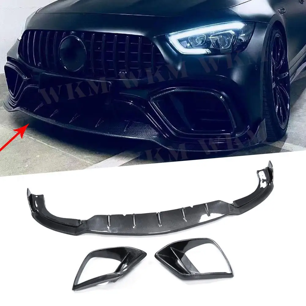 

Dry Carbon Fiber Front Bumper Lip Spoiler With Air Vent For Benz AMG GT63 GT63S 4Door 2019-2023 Auto Car Styling