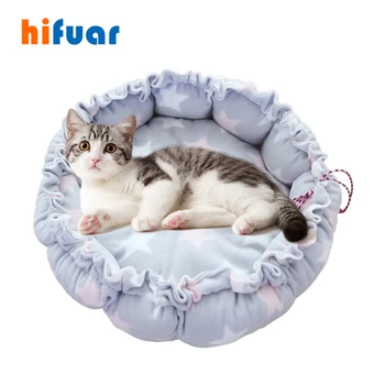 plush pet cat bed round cat cushion cat house 2 in 1 warm cat basket sleep.jpg