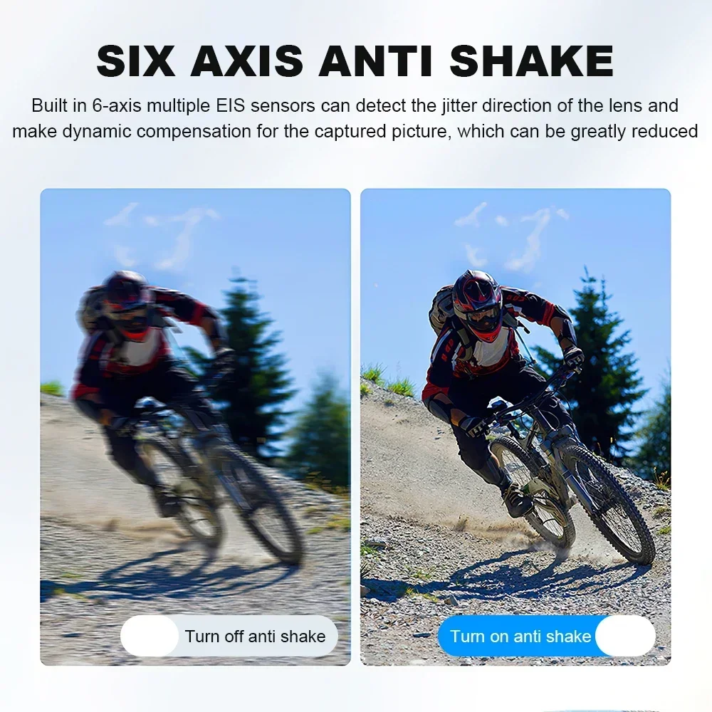 Perche télescopique déployée avec la caméra action 4K Ultra HD fixée au bout, en extérieur