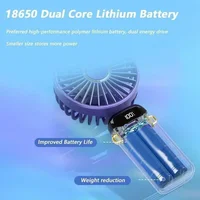 USB Handheld Mini Fan Foldable Portable Neck Hanging Fans 5 Speed USB Rechargeable Fan with Phone Stand and Display Screen 5