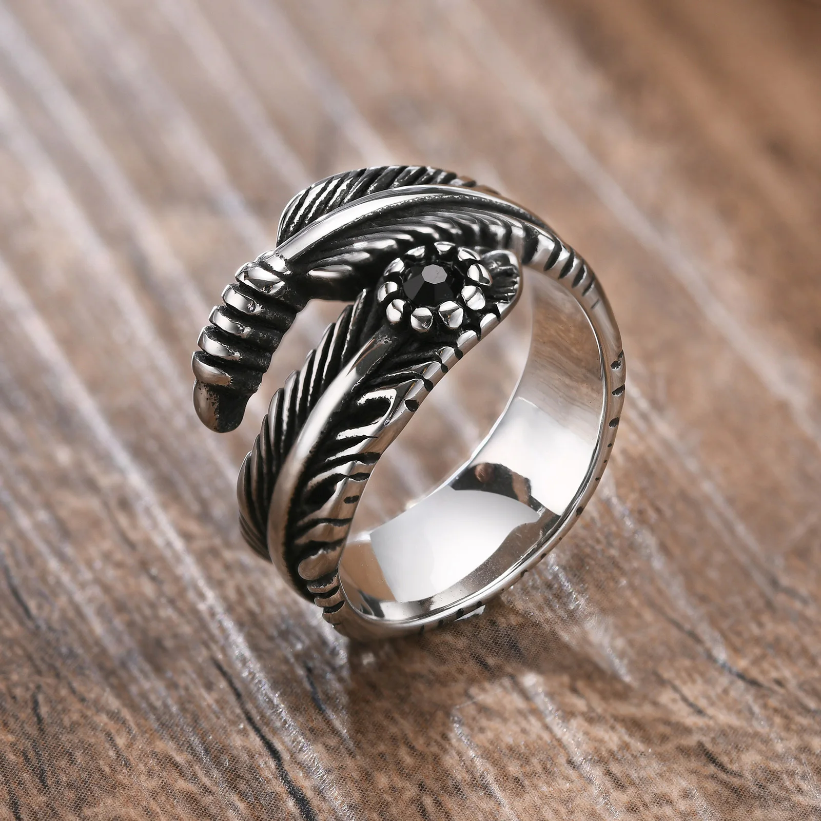 指輪・リング WANDERING YOUTH antique feather ring BMY191 Feather Ring with Turquoise Stone Sterling Silver – Boho