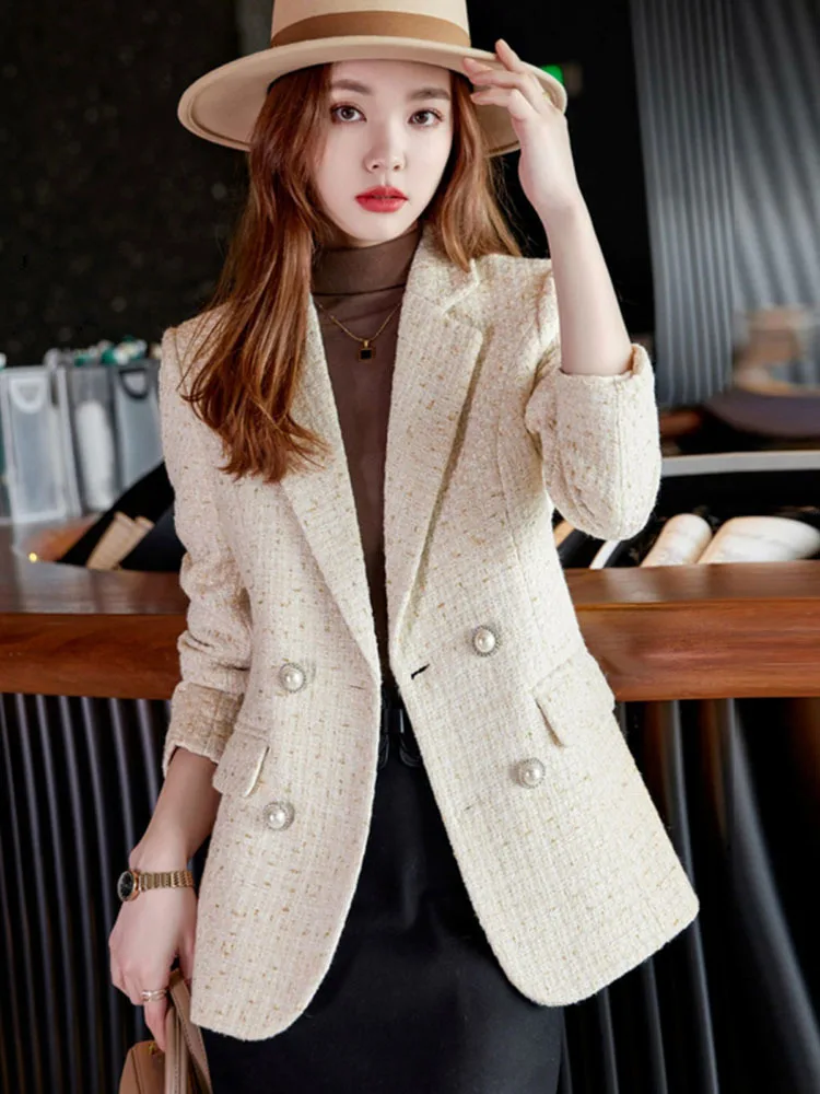 

Plaid Blazers for Women 2024 Office Ladies Fashion Notched Slim Coats Casual Long Sleeve Single Button Chic Jacket