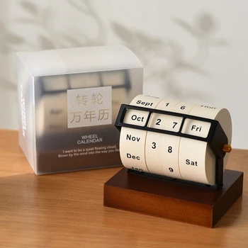 Wooden Perpetual Rotary Calendar 1