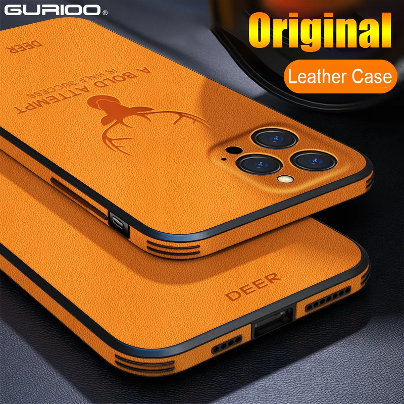 Luxury Deer Leather Texture Silicone Business Soft Shockproof Phone Case