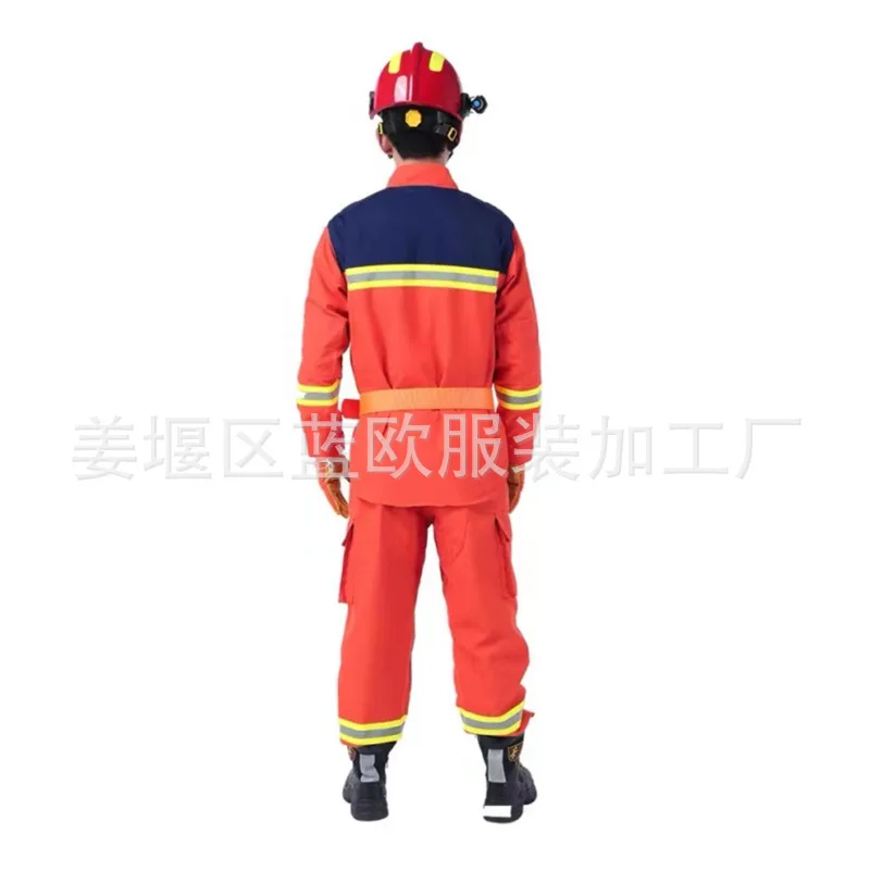 6Pcs 20 Style Emergency Rescue Suit New Pure Cotton Firefighting Suit Set Disaster Relief Emergency Helmet Gloves Boots