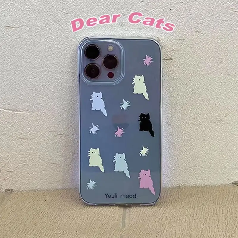

Cute Cartoon Cats Case For iPhone 13 Case Silicon For iPhone 11 12 13 Pro Max XR 7 8 11 Pro X XS Max Plus Mini Phone Cover