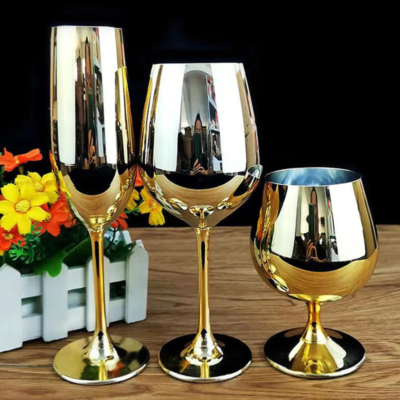 High Quality Electroplated Gold Glass Cup High Grade Crystal Glass Champagne Mug Drinking Glasses for Drinks Wineglass Wine Cups
