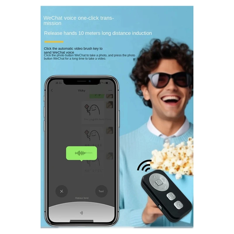 For Mobile Self Timer Zoom Function Bluetooth Remote Controller, Page Turning, Liking, Self Timer Short Video