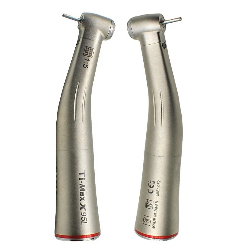 

NSK TiMax Dental X95L Against Contra Angle 1:5 Increasing Speed Handpiece Push Button Fiber Optic Handpiece Inner Water Red Ring