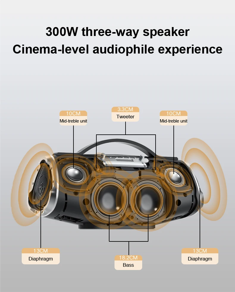 Xdobo Wow Max Three-frequency Sound Box Speaker 300W Bluetooth Subwoofer With Wireless Microphone Outdoor Speaker Gifts