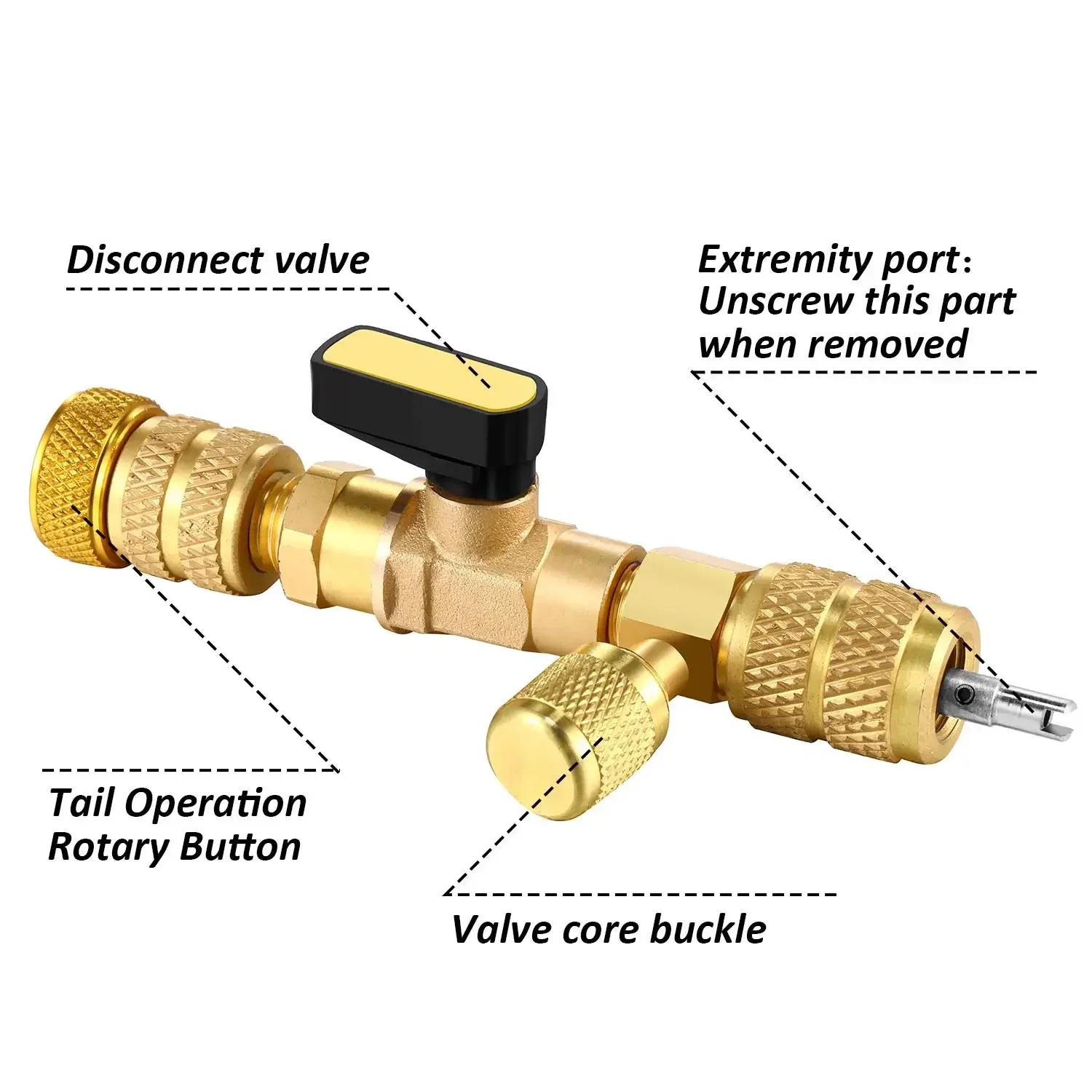 Valve Core Remover Installer Tool Kit Dual Size 1/4 & 5/16 Port for HVAC System Repair