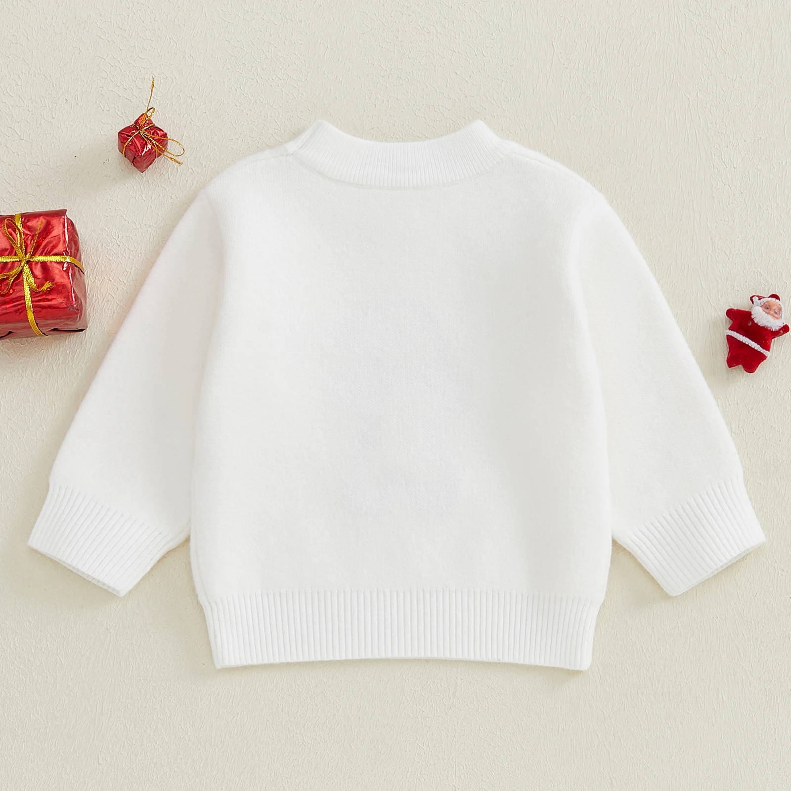 BeQeuewll Soft Knitted Girls Boys Clothes Toddler Christmas Sweater Long Sleeve Gingerbread Man Embroidery Kid Pullover Knitwear