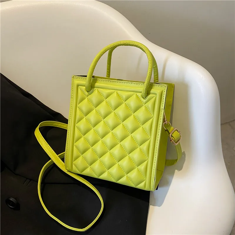 New Fashion Handbags Designer Women Shoulder Bag Plaid Top Handle Bags Crossbody Trendy PU Leather Tote