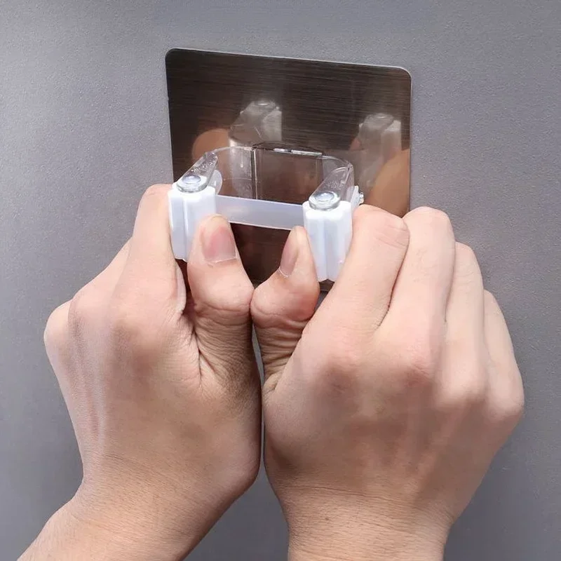2/1pcs Punch-free Mop Holder Bathroom Shelf Wall-Mounted Mop Broom Hanger Self Adhesive Hooks Bathroom Storage Home Accessories 6