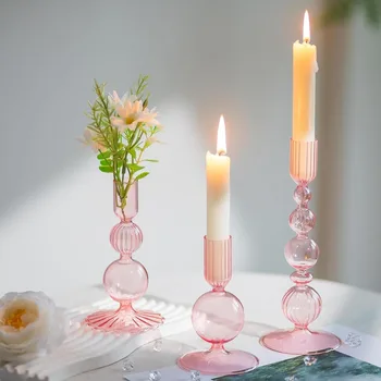 Wavy Glass Candle Holder Set 1