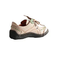 TMA EYES Women's Hand-Stitched Leather Sneakers Lightweight Flat Design Shoes Comfortable Breathable Upper Leather Sole - Image 2