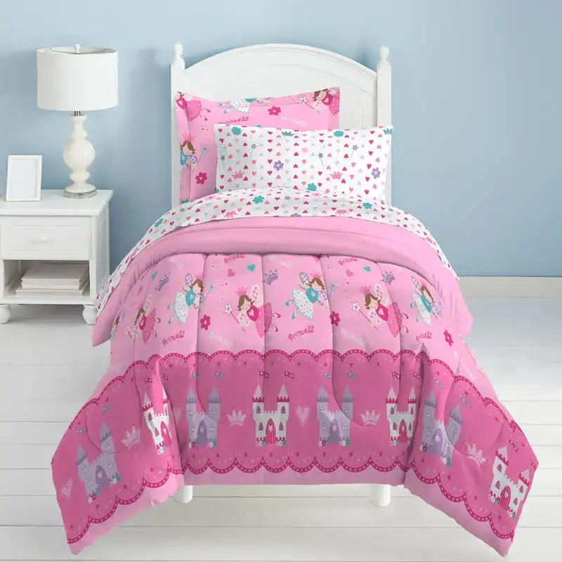 

Twin 5 Piece Comforter Set, Polyester, Microfiber, Pink, Purple, White, Multi Twin bedding set kawaii Cotton bed sheet set Twin