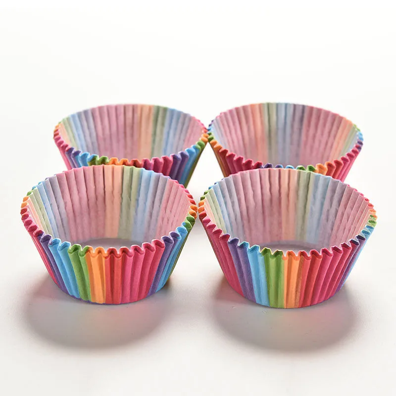 100 Pcs 10.5CM Paper Cake Cup Liners Baking Cupcake Cases Muffin Cake Colorful 
