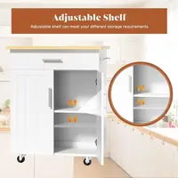 26in White Kitchen Island Cart with Wheels, Storage Cabinet, Shelves, and Towel Rack for Portable Kitchen Use 3