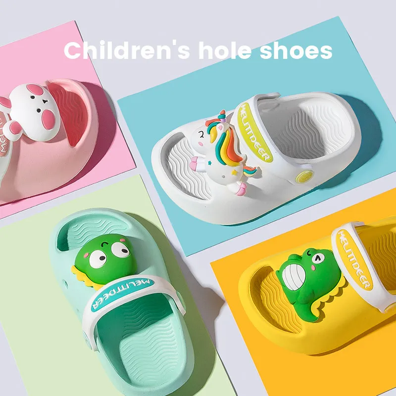 

Children's Sandals, Summer Cartoons, Soft Soles, Boys, Girls, Cute Babies, Small Dinosaur Sandals, Hole Shoes