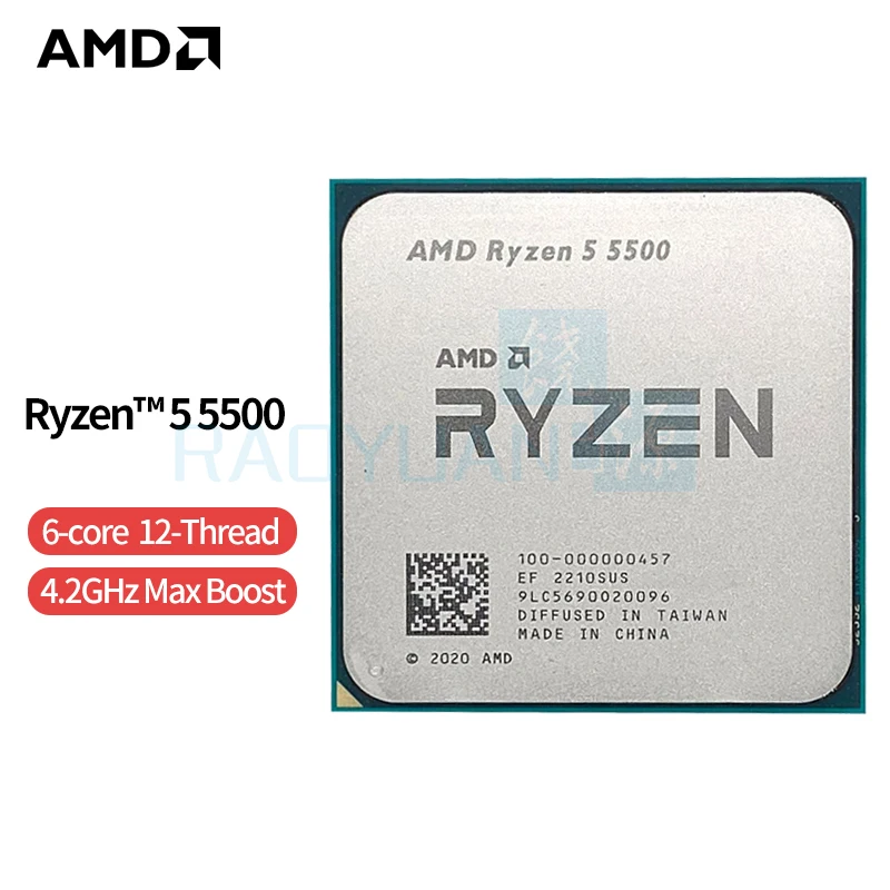 AMD Ryzen 5 5500 R5 5500 3.6GHz Six-Core Twelve-Thread CPU Processor 7NM 65W L3=16M 100-000000457 Socket AM4 NO FAN