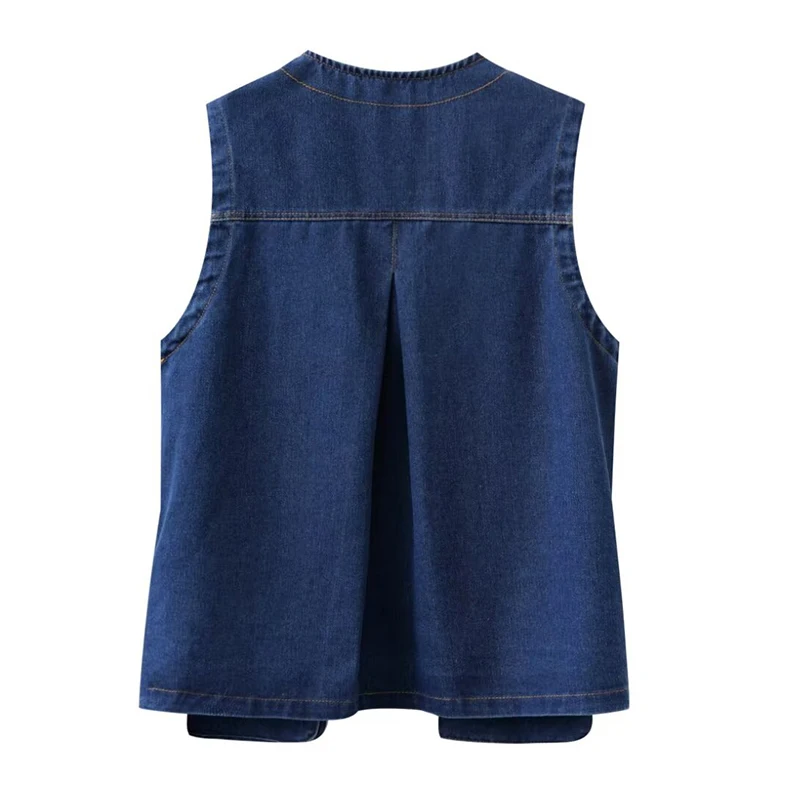 Chic Denim Lace Up Women‘s Shirt Fashion Loose Turn-down Collar Long Sleeve Female Shirts 2024 Sping Pocket Office Lady Top